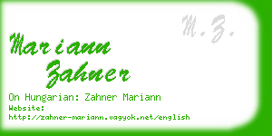 mariann zahner business card